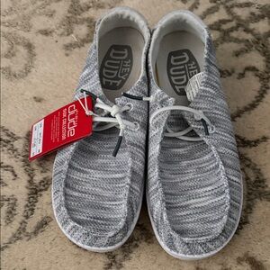 Hey Dude Light Gray Knit Shoes